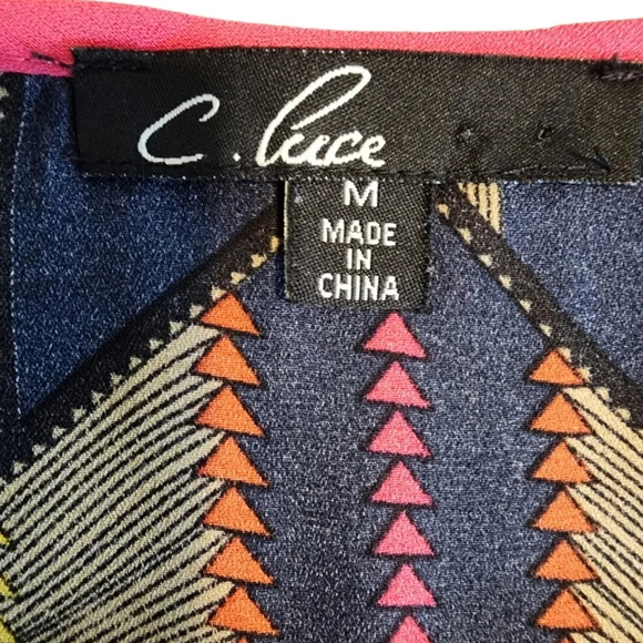 C. Luce Women Pink Sleeveless Blouse Chevron Herringbone Size Medium - Picture 8 of 9